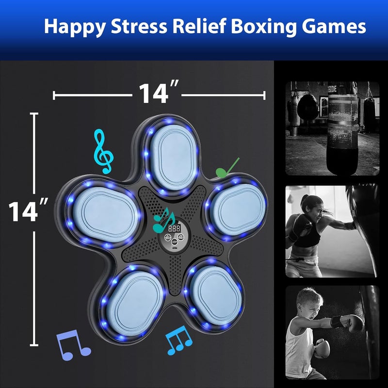 OurStarry Store Smart Music Boxing Machine for Adults and Kids, Training Machine with LED Electronic Wall Mounted, Home Indoor Workout Equipment with Premium Boxing Gloves - Image 3